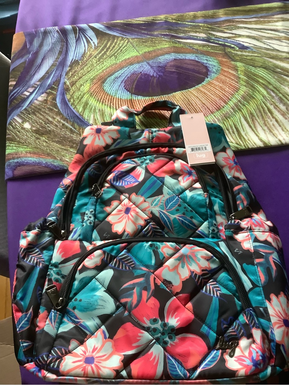 Lug Hatchback Resort Tropics Floral Quilted Backpack